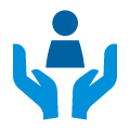Icono de manos abiertas azules